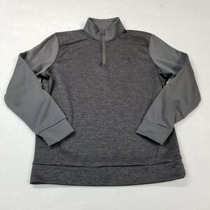 Under Armour 1/4 Zip Sweater Mens Size M Gray Heathered Fleece Lined Pullover